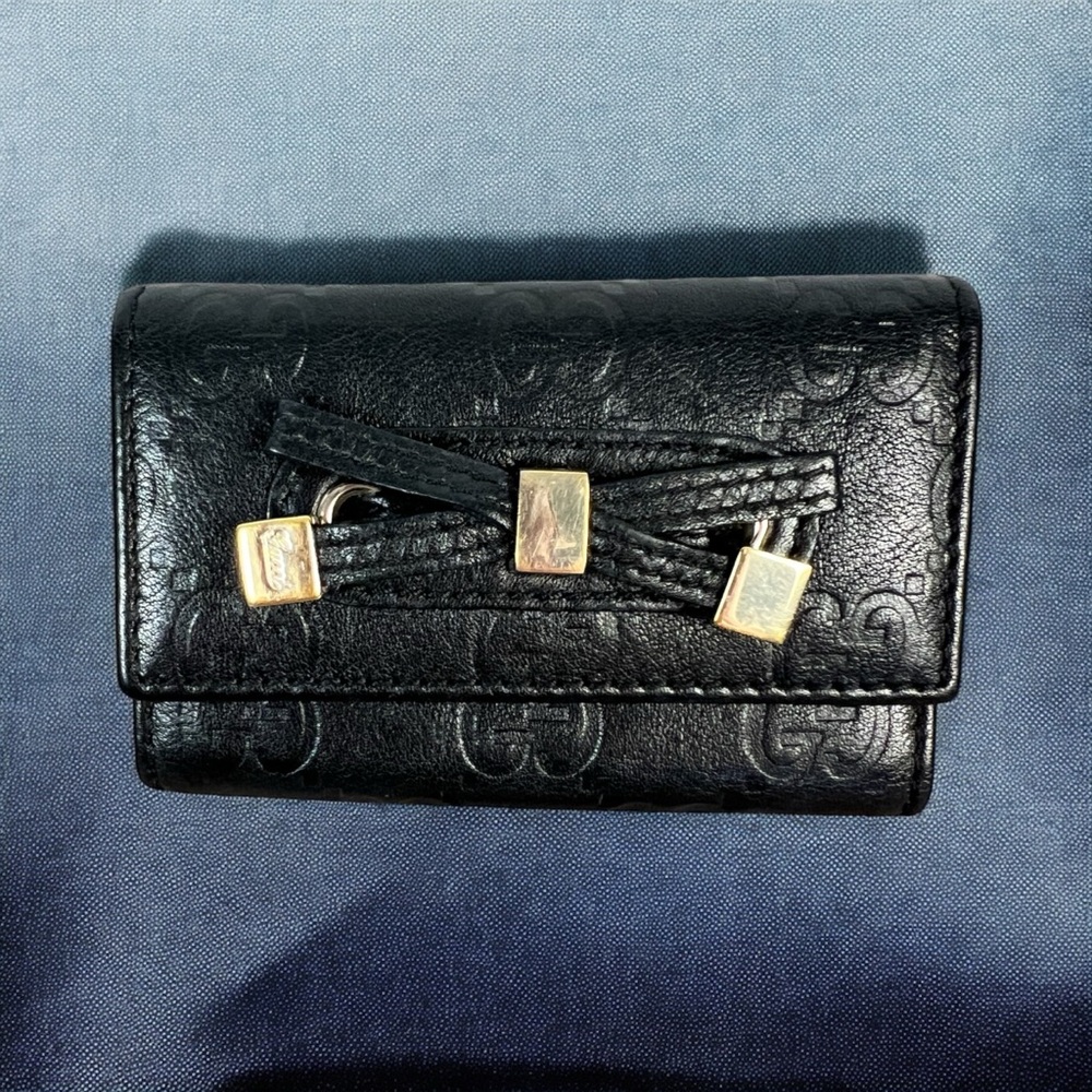 Gucci Guccisma Dark Navy Trifold Key Holder Case A141